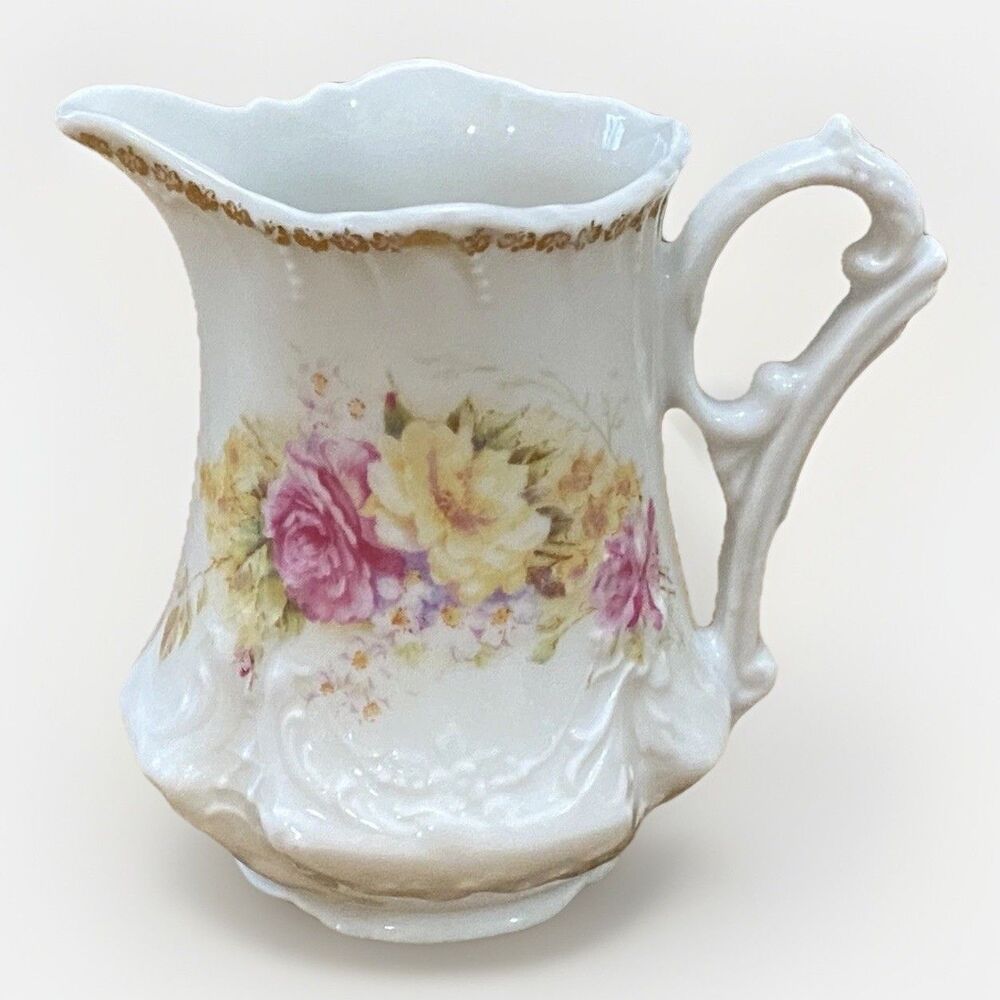 Vintage CT Altwasser Silesia Creamer Floral Gold White Germany Porcelain EUC